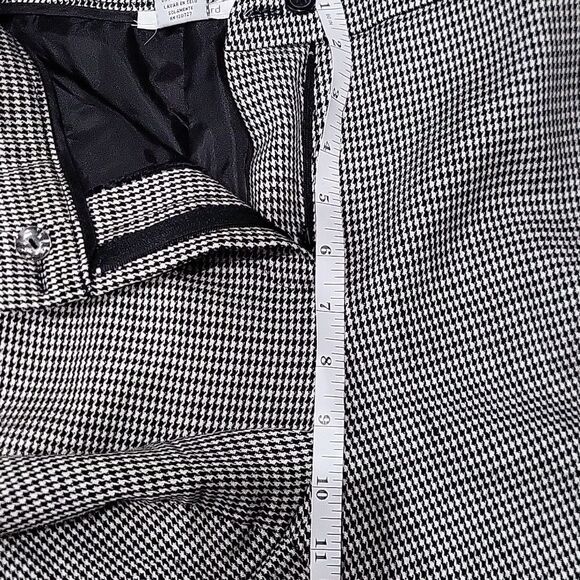 Harvé Benard Micro Houndstooth Black and White Slacks Wool Size 8 Cuff Hem - Picture 12 of 12
